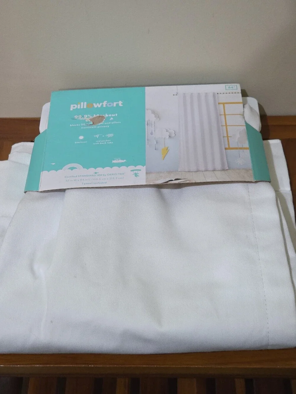 Pillowfort White Blackout Twill Solid Kids' (2) Panel Curtain Size 42
